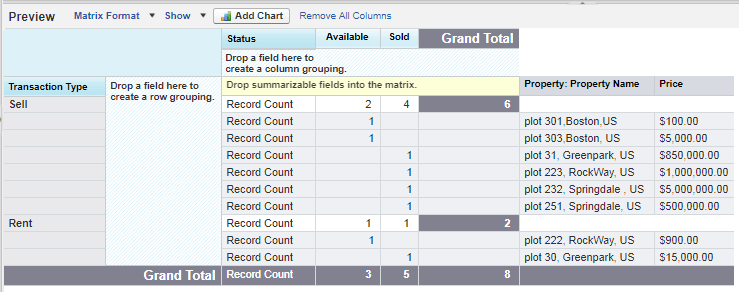 Salesforce Reports- Matrix